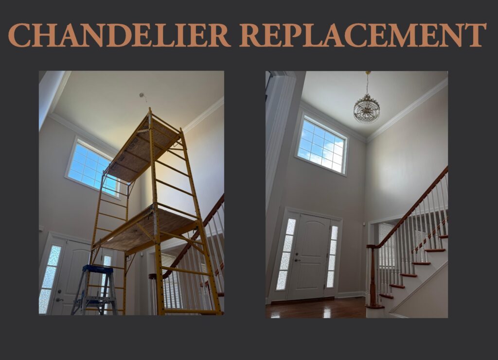 Chandelier  replacement on high ceilings in foyer
