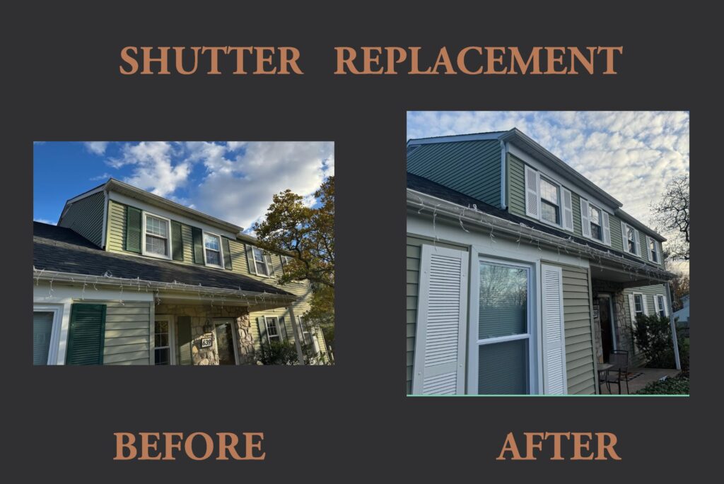 Before and After photos of House shutter replacement in